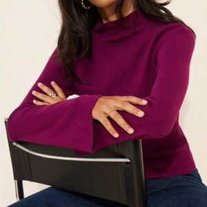 Mauve by Anthropologie Purple Bell Sleeve Mock Neck Sweater